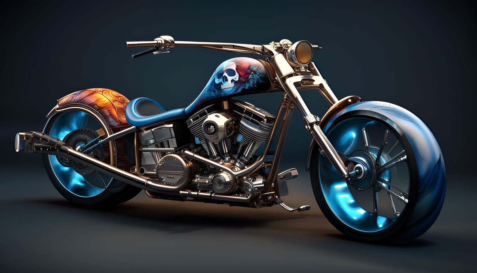 Custom Skull Chopper / Motorcycle 01. - AI Generated Artwork ...