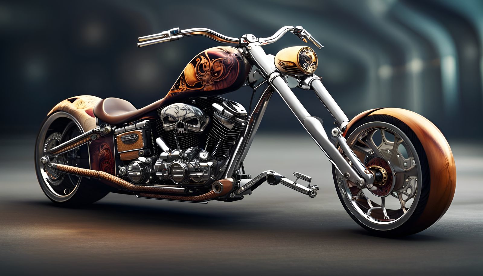 Custom Skull Chopper / Motorcycle 02. - AI Generated Artwork ...