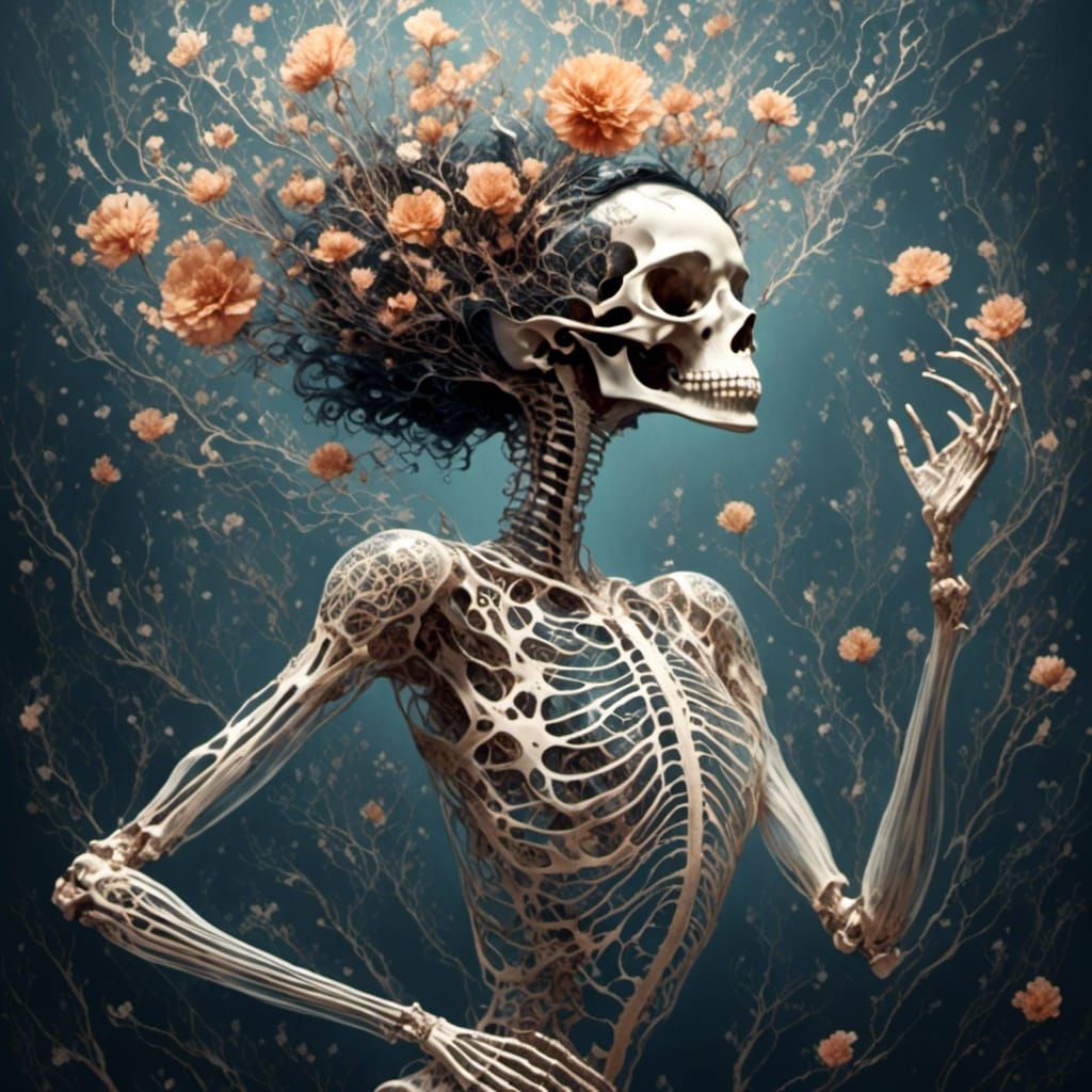 Stylish Skeleton Dance in Cinematic Composition