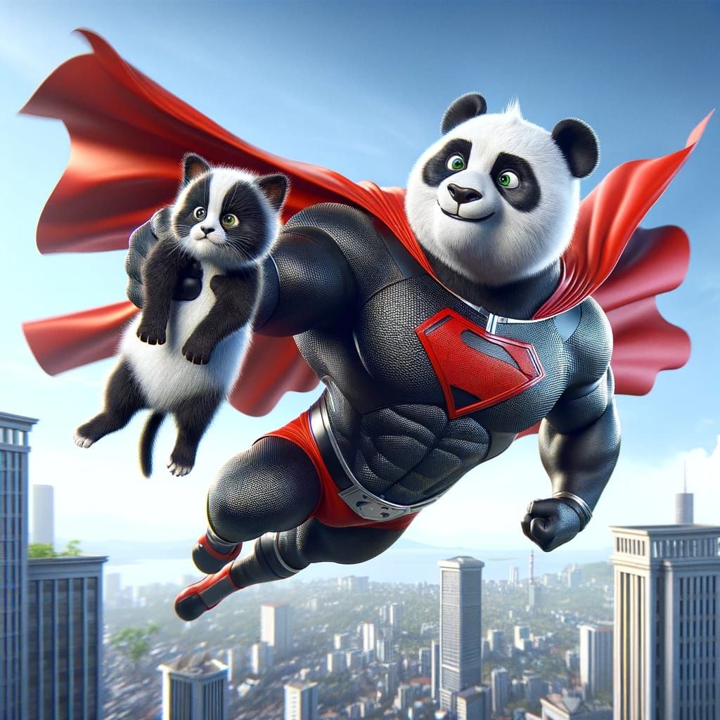 Super Panda Rescues a Kitten