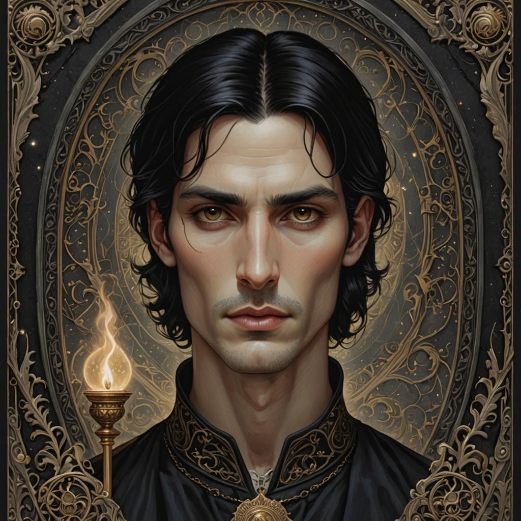 Ornately framed Tarot Card,
