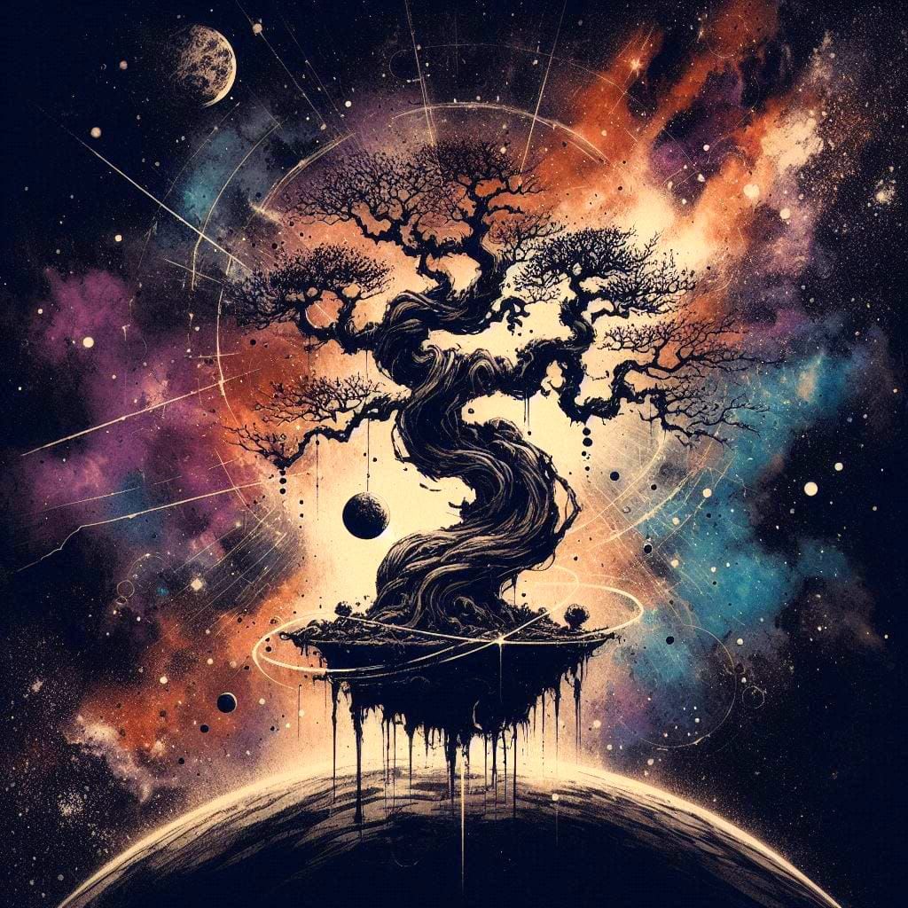 Ink Wash Bonsai Moon | @Hugin