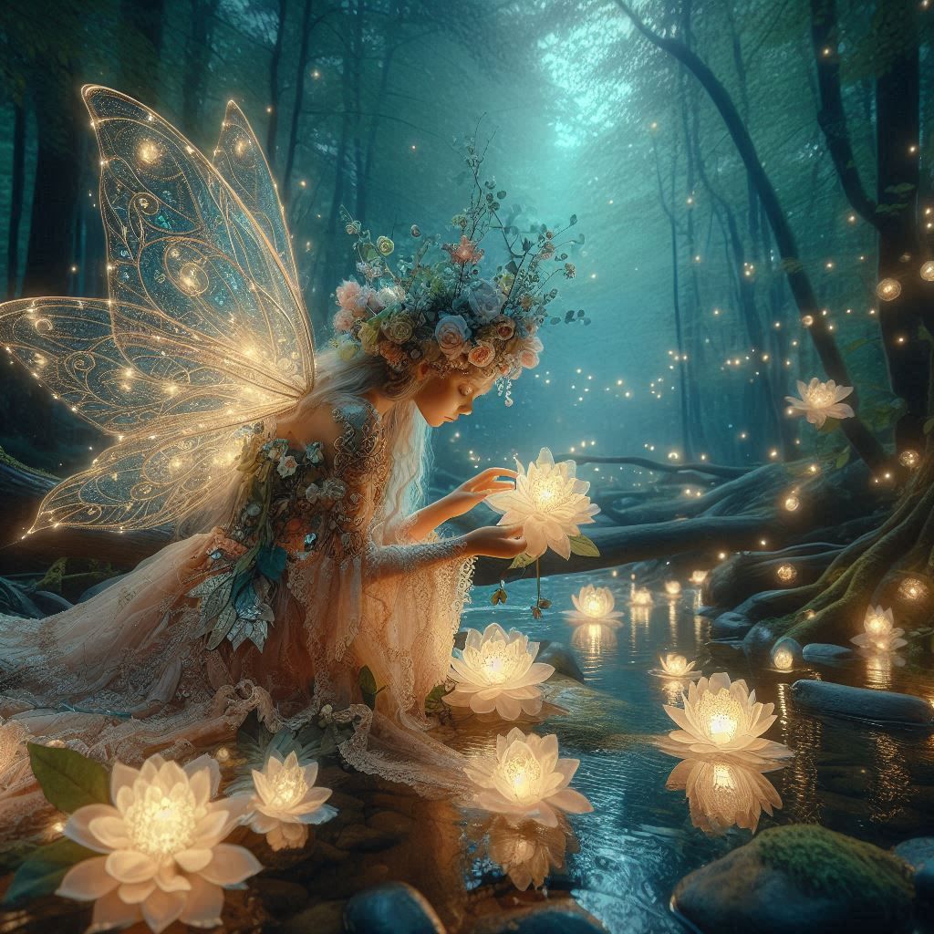 Fairy in a twilight forest