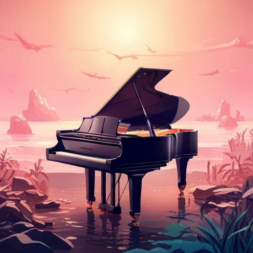 a beautiful piano under the sea