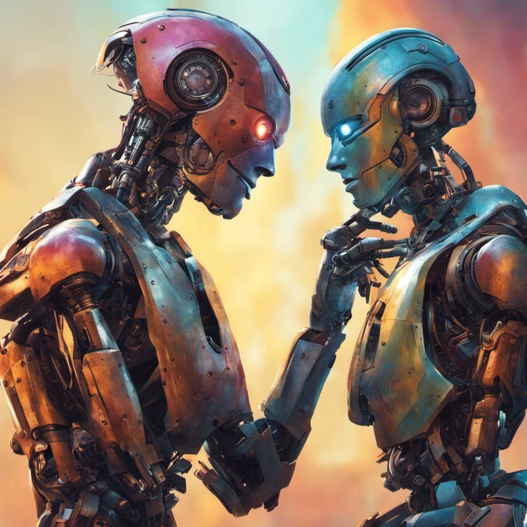 Robot and human are best friends.