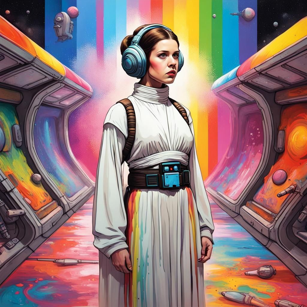 Retro sci-fi, young Princess Leia cosplay - AI Generated Artwork ...