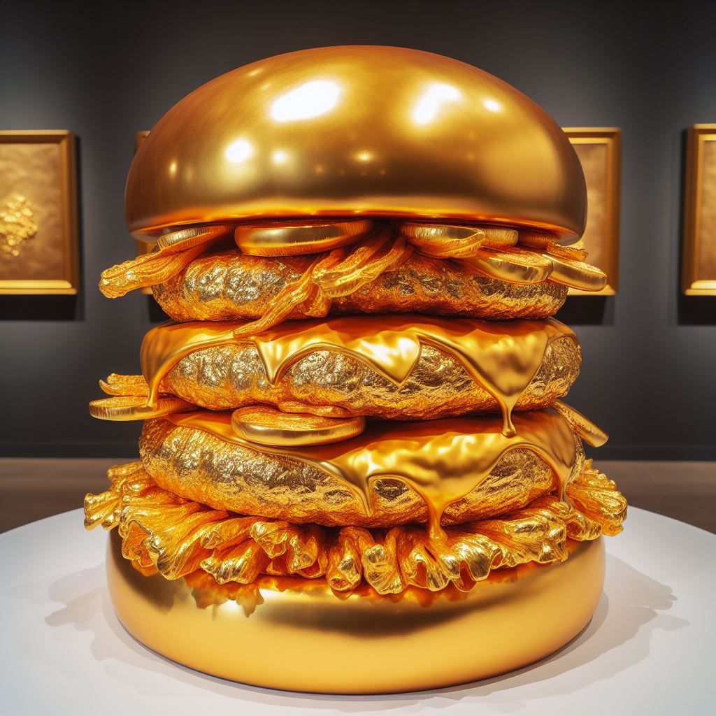 The Golden Burger Masterpiece sculpture