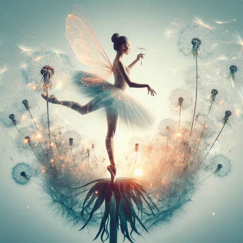 double exposure beautiful fantasy DALL-E 3 portrait landscape..