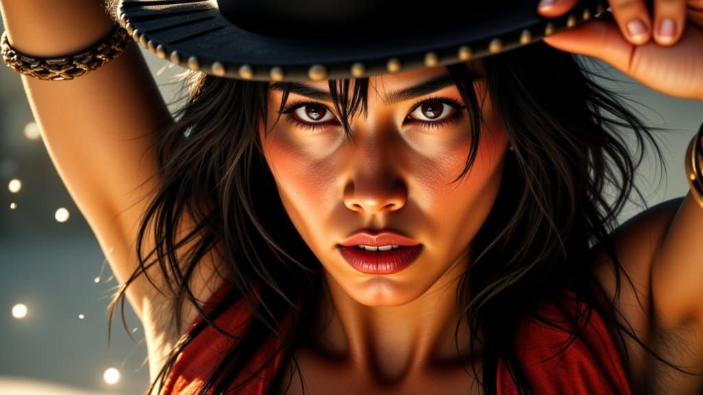 <lora:Close Up portrait:1.0>Close up portrait of a woman in an action style in the style of Hong Kong martial arts movies. Perfect anatomy