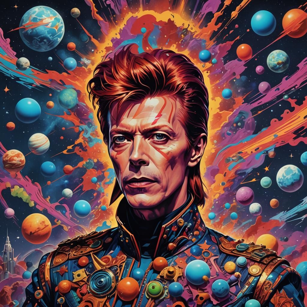 david bowie; pop art; space; - AI Generated Artwork - NightCafe Creator