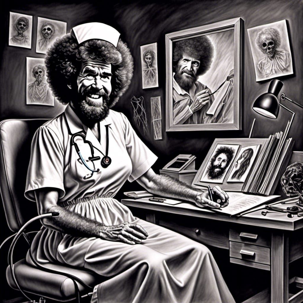 Bob Ross scary nurse? - AI Generated Artwork - NightCafe Creator