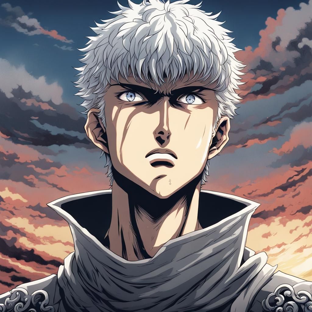 Berserk look at the sky with his grudges face, 