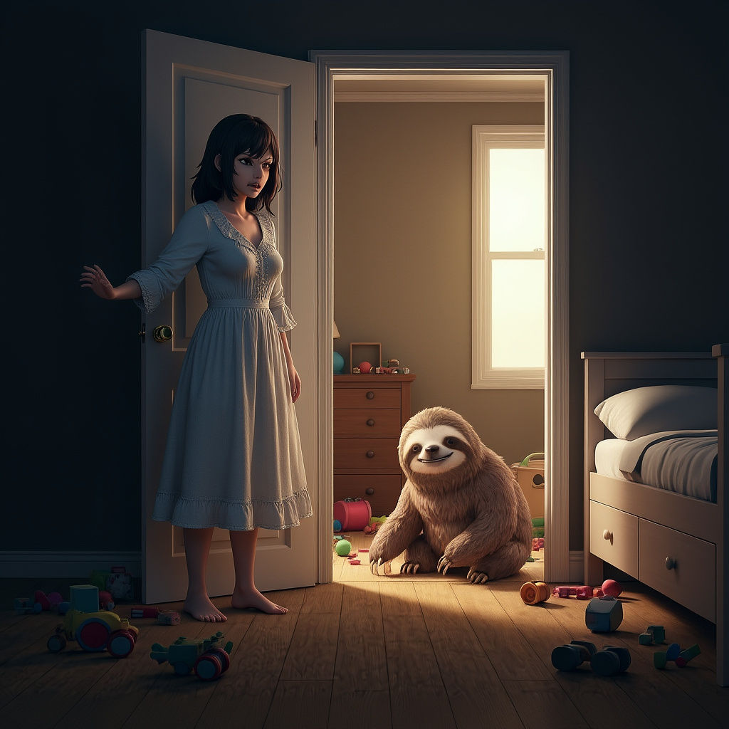 Pick up your toys, you lazy sloth!