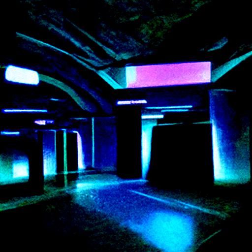 Synthwave underground facility liminal space