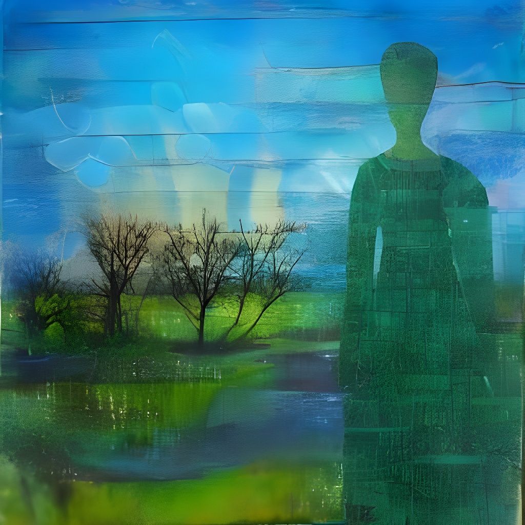 Heart River Woman in Gothic Mixed Media Collage