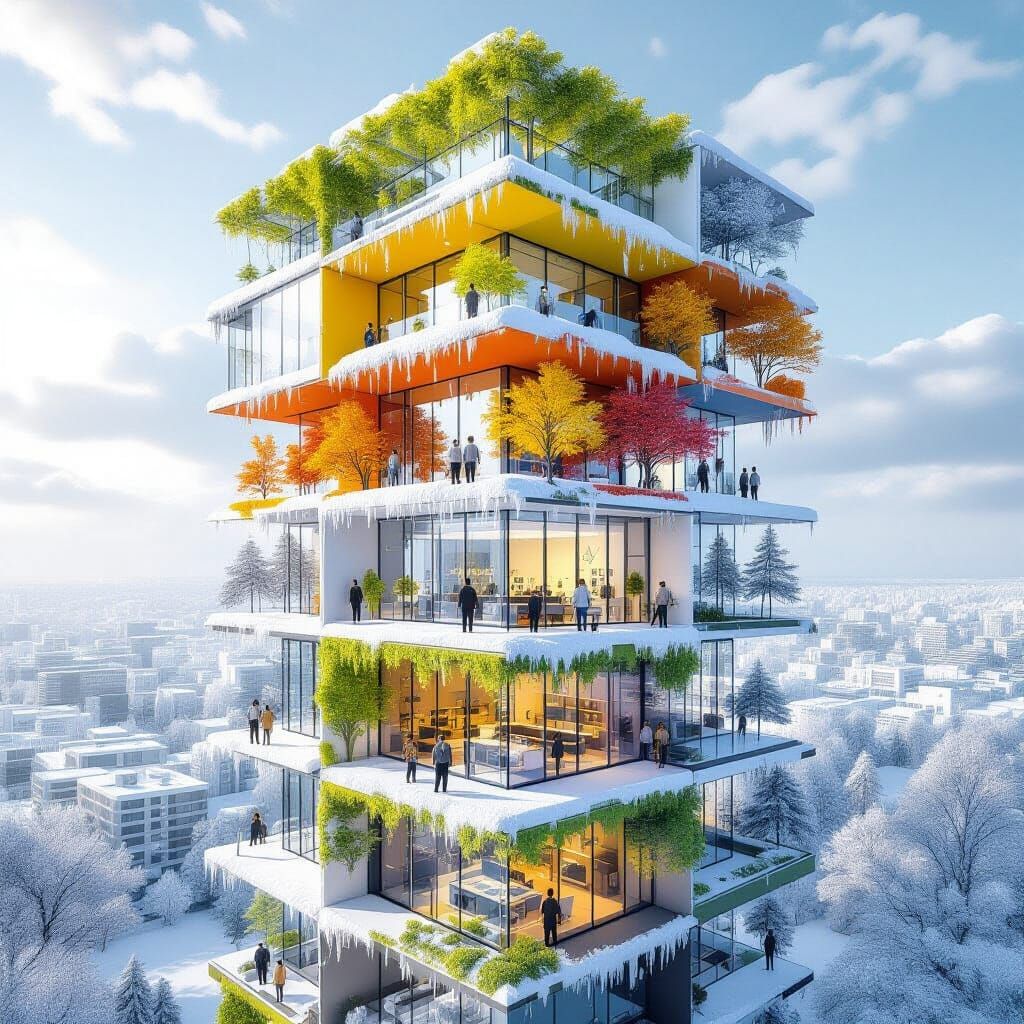 Futuristic Office Building With Seasonal Floors