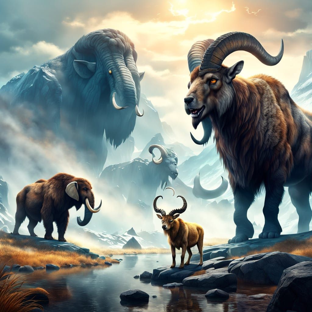 Prehistoric Landscape with Mammoth and Leviathan in 4K