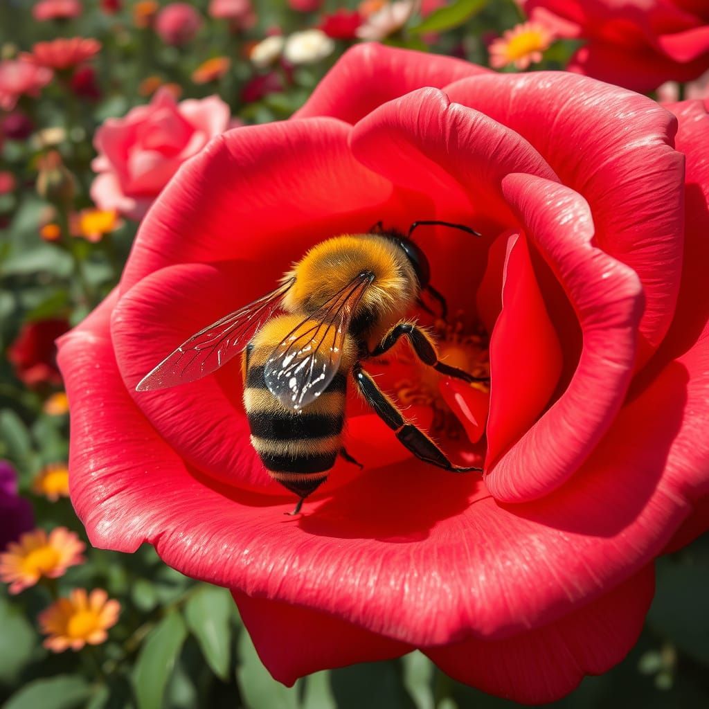 A big gigantic bee masterpiece of a gorgeous beautiful sitting on a ...
