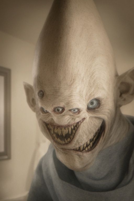 Terrifying night terror sleep paralysis demon grinning evill...