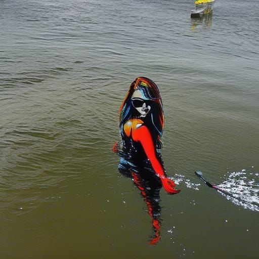 Lady Manners cleansing herself in the waters of Lake Minneto...
