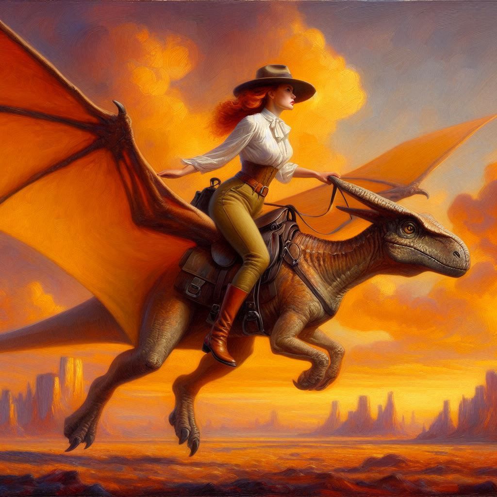 Dino Rider in the Sky