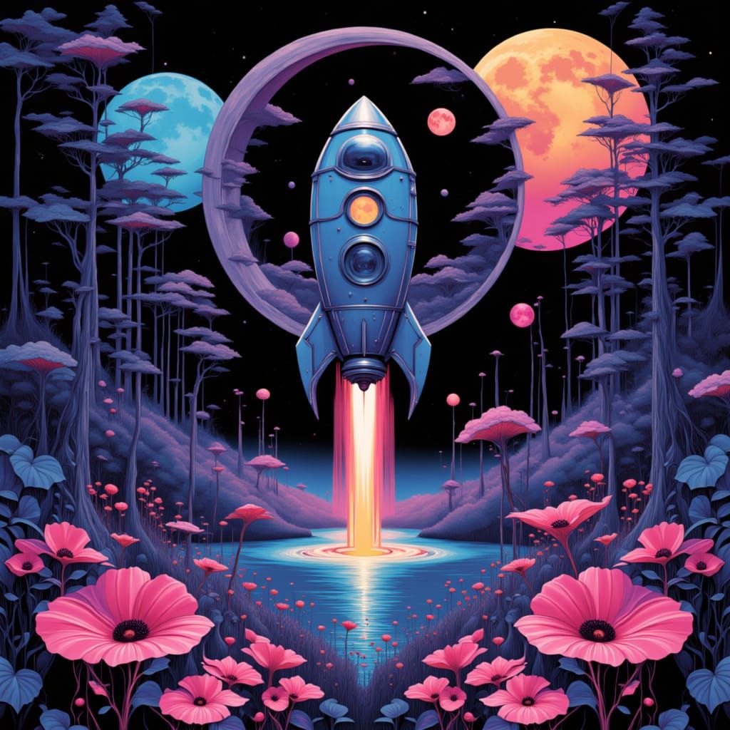 <lora:MY QUIRKY SCIENCE:1.0>
(EXPRESSIVE-IMPASTO-Digital-drawn-outlines-paintED. A lone-VISIBLE-OLD-OVERSIZED-ROCKET, nestled within a BRIGH...