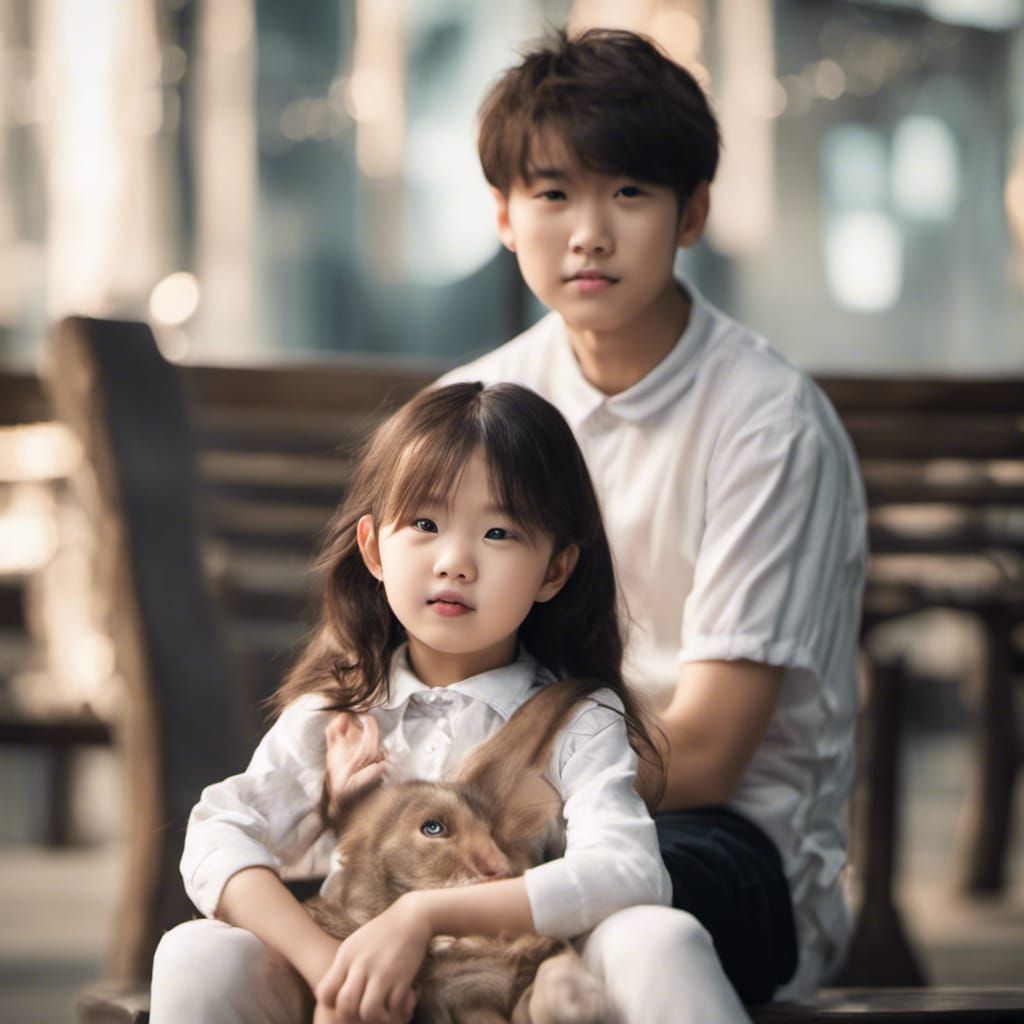 Cute Korean Girl in Boy's Lap: Professional Photography