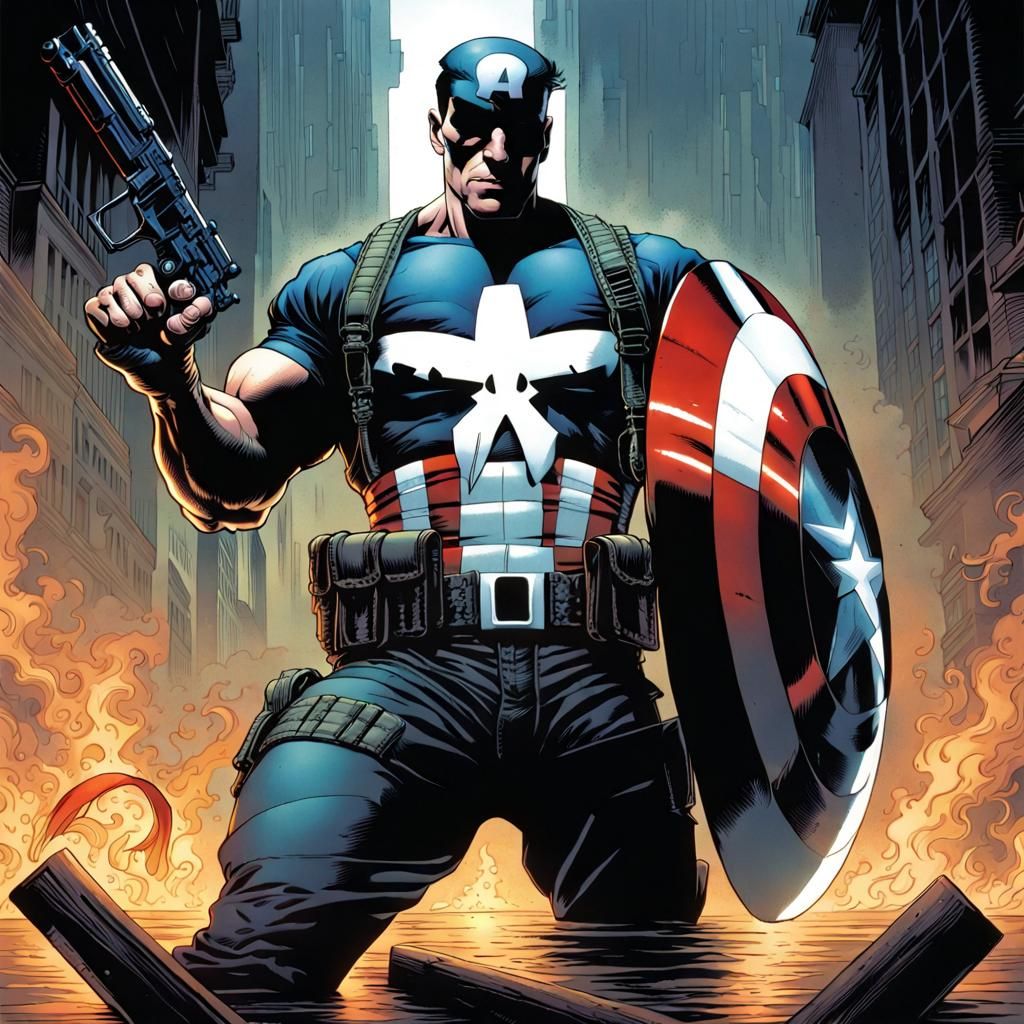 Frank Miller as Punisher/Capt America 