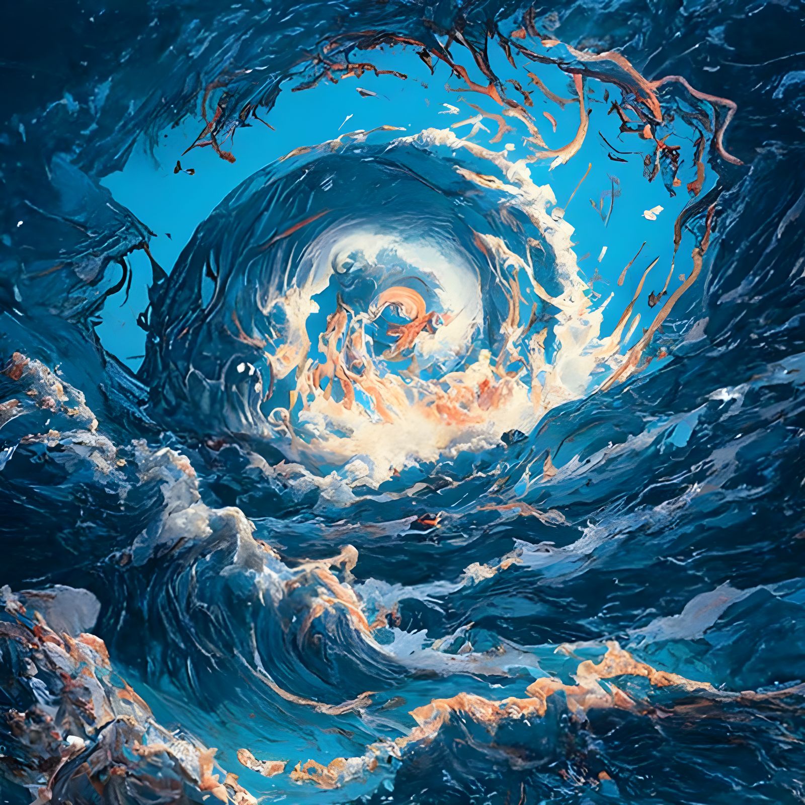 Ocean Maelstrom: Digital Illustration in Hyperdetailed Style