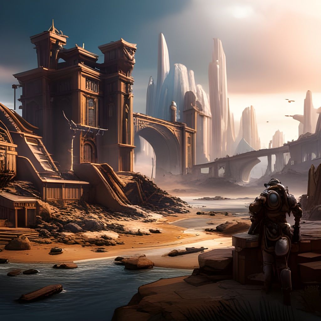 Cyberpunk Future War Scene in Deep Color