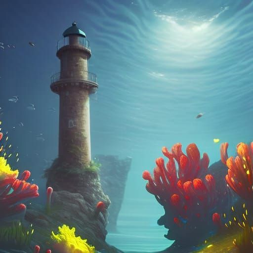 Underwater Lighthouse  by @cloakmind