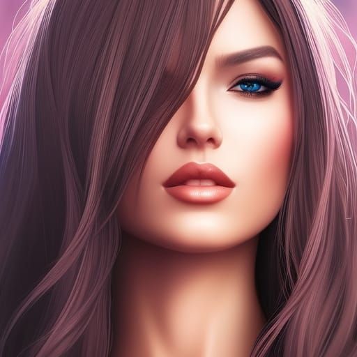 Beautiful Woman Portrait in Detailed Digital Art Style