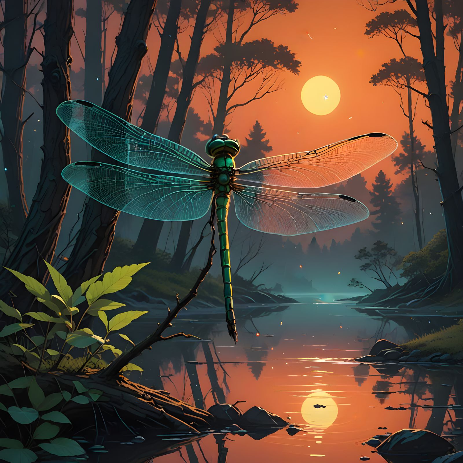 Dragonfly on Sunset Island, A Chameleon Dragonfly's Splendid...