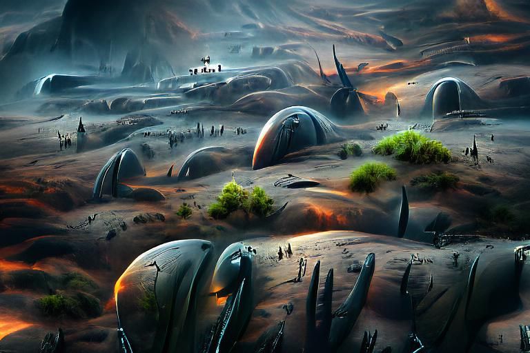 Sci-fi alien landscape by Nicolas Bouvier digital illustration concept ...