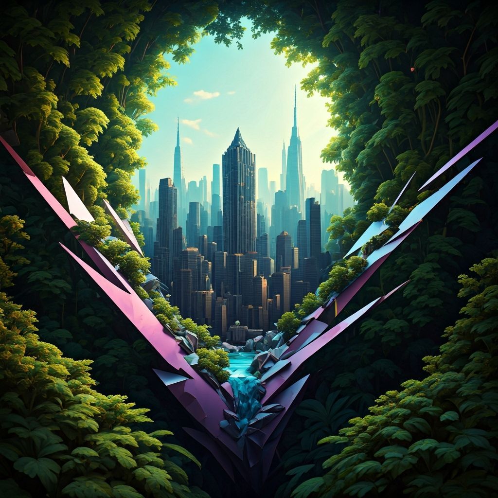 Surreal Cityscape Emerges from Glass Jungle