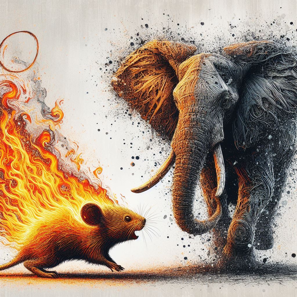 Fire mouse vs Wooden Elephant