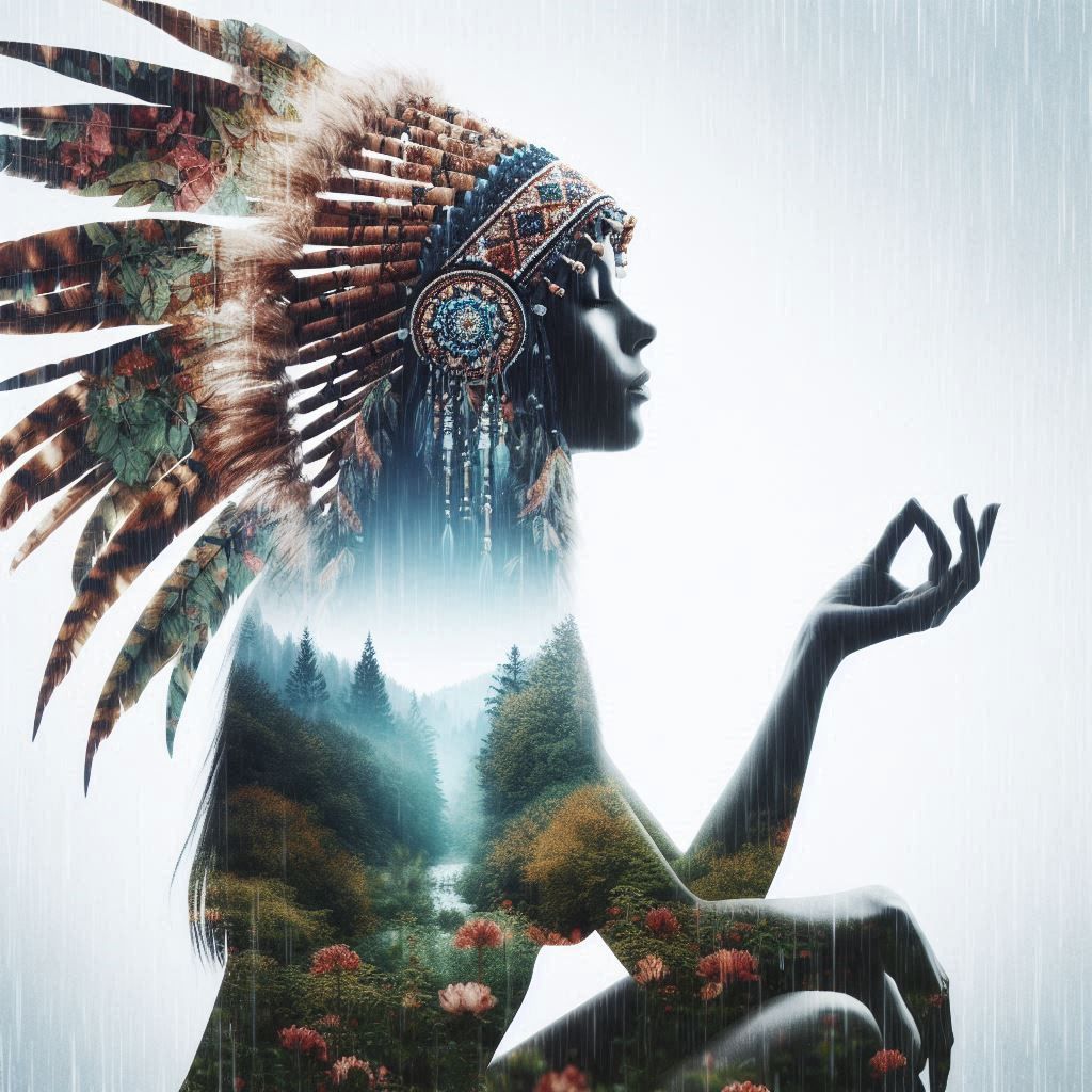 double exposure beautiful fantasy DALL-E 3 portrait landscape..