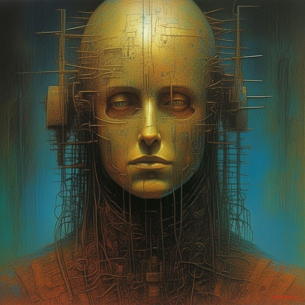 Cyberpunk portrait by Zdzisław Beksiński (SDXL 0.9 Artist/Style Study ...