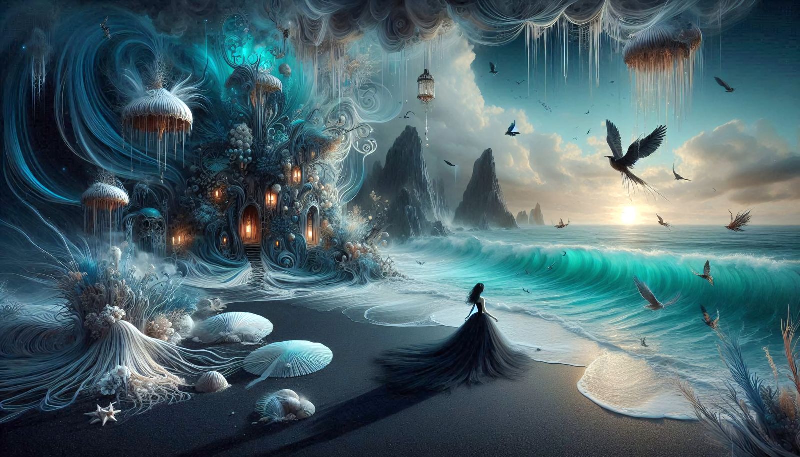 Black sand beach