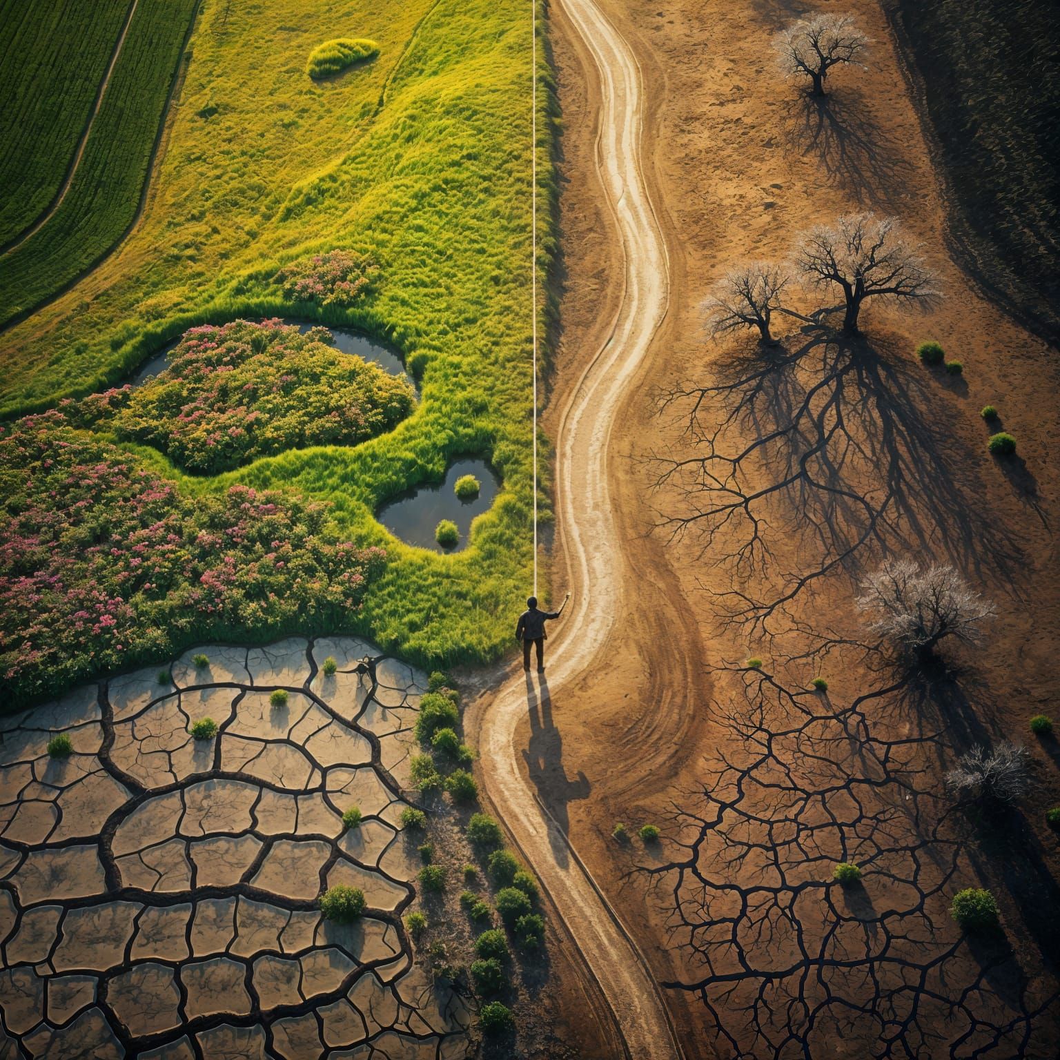 “Two Realms Divided” – Symbolic Contrast from Above  by @Libra Adonis 