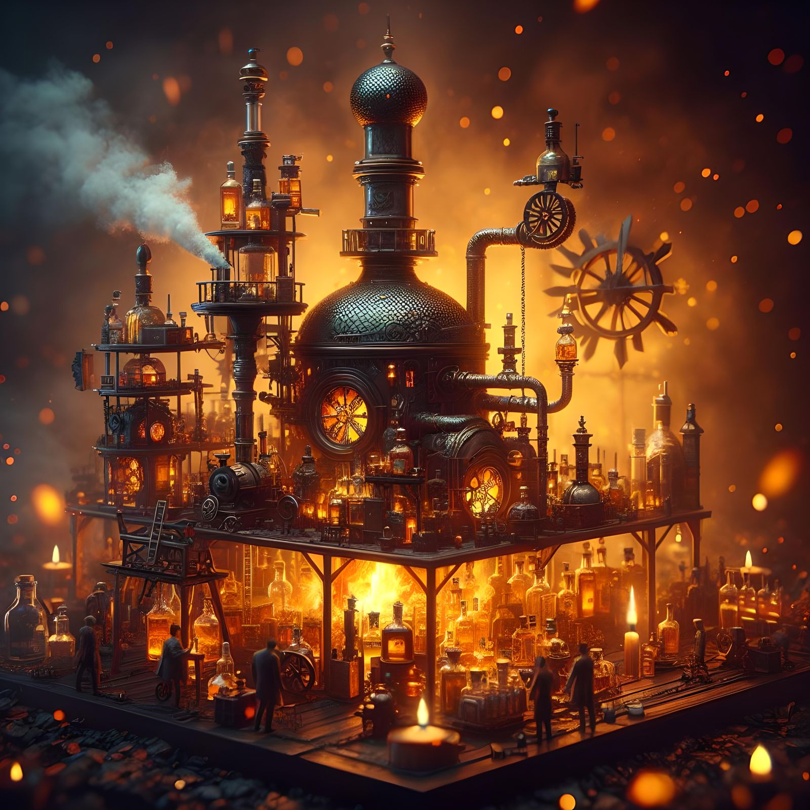 Distillery on heavy fire