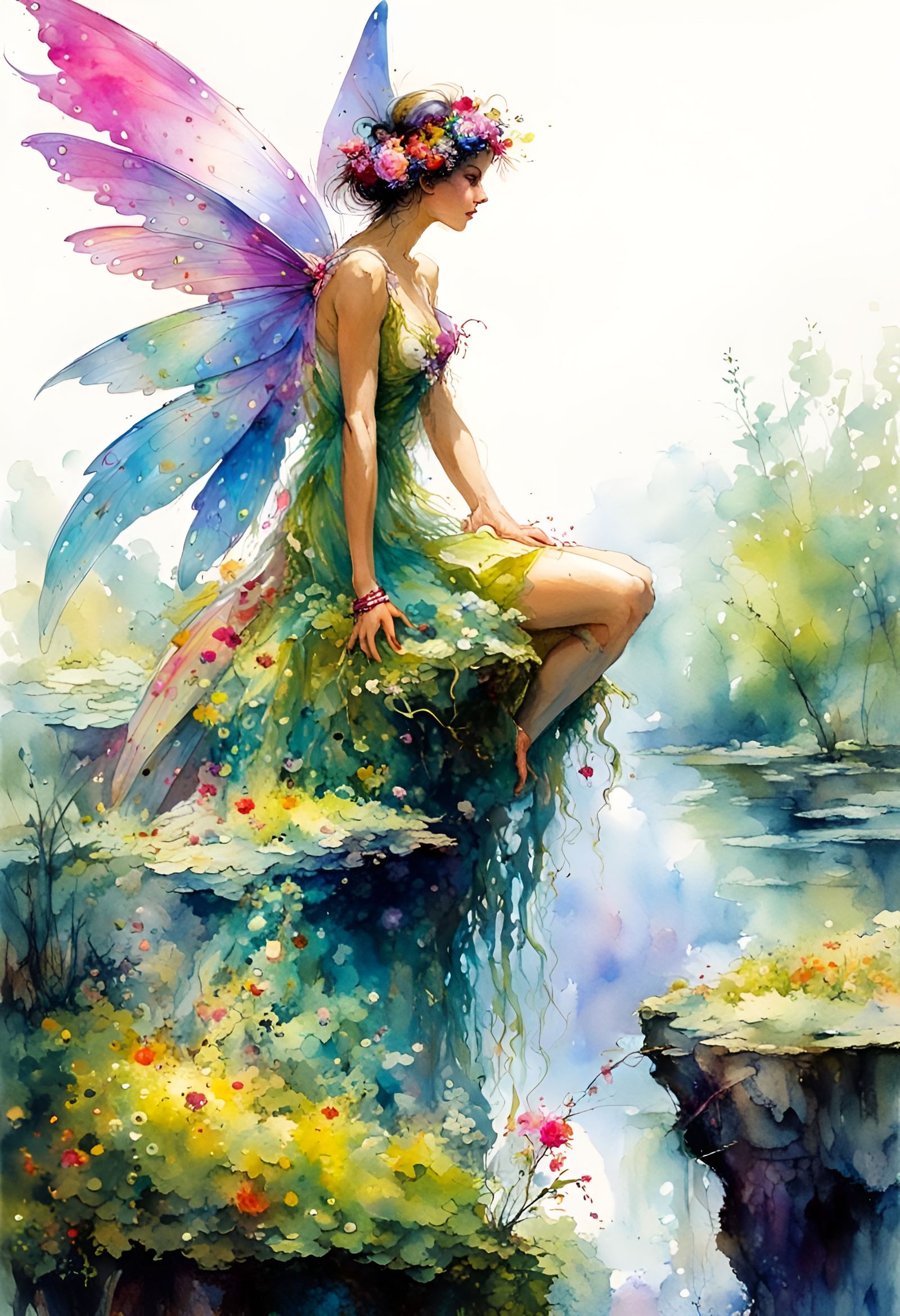 Whimsical fairy, shimmering beautiful wings that glimmer in ...