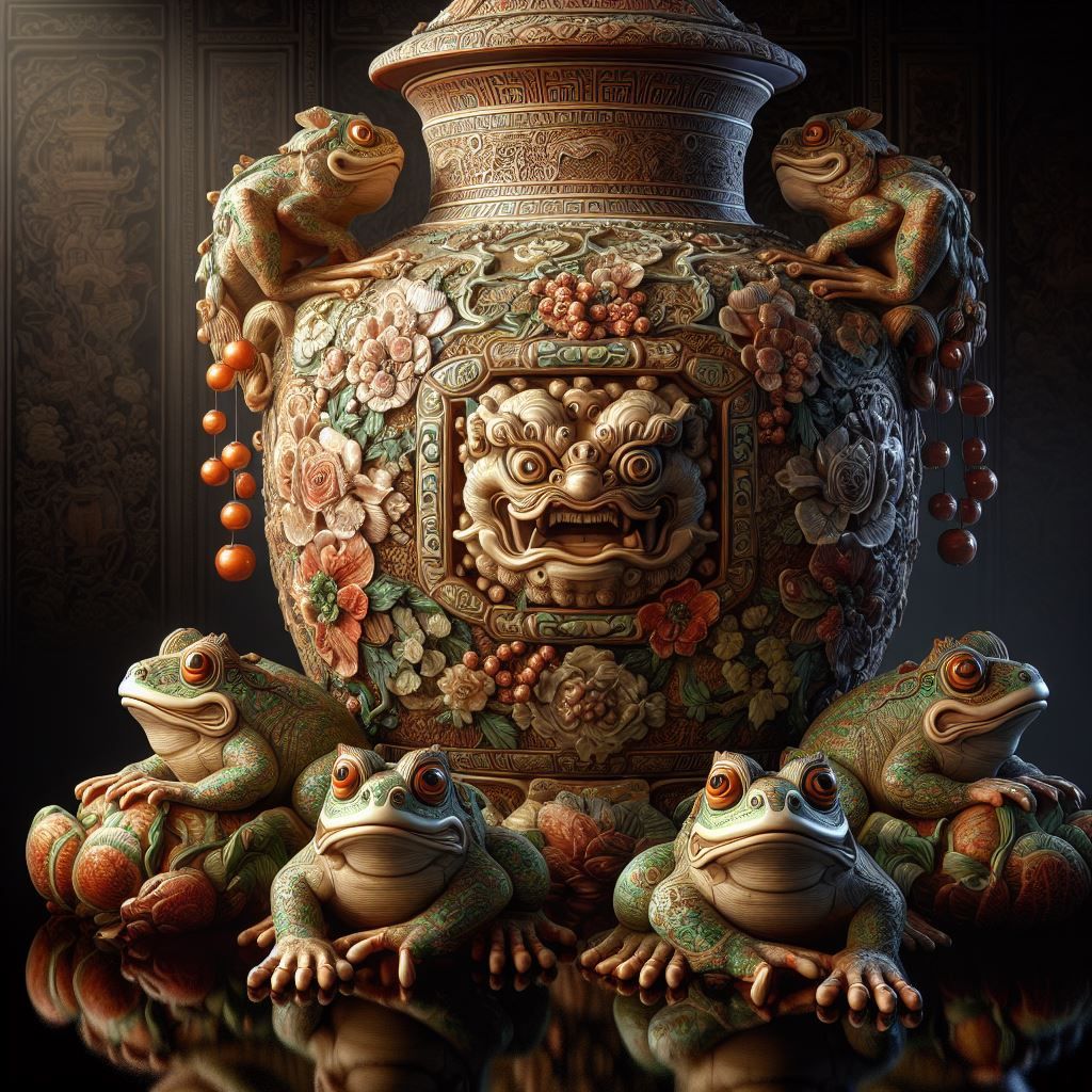 ornate ancient Chinese vase, 130 AD