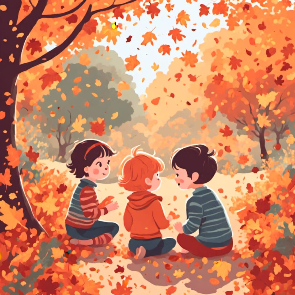 Beautiful Cute Toddlers Watching With Wonder The Leaves Chan...