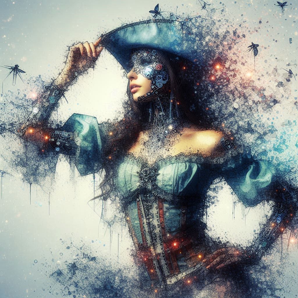 double exposure beautiful fantasy DALL-E 3 portrait landscap...