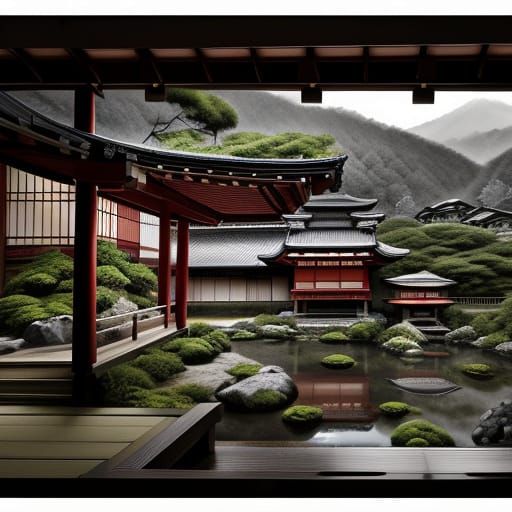 under the canopy of a Japanese house.  by @Kam Cham