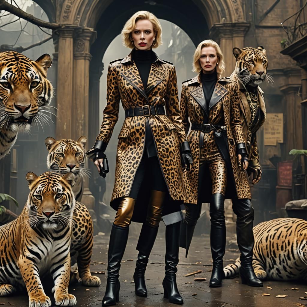 Sweeter Gwendoline dressed leopard print fashion and in blac...