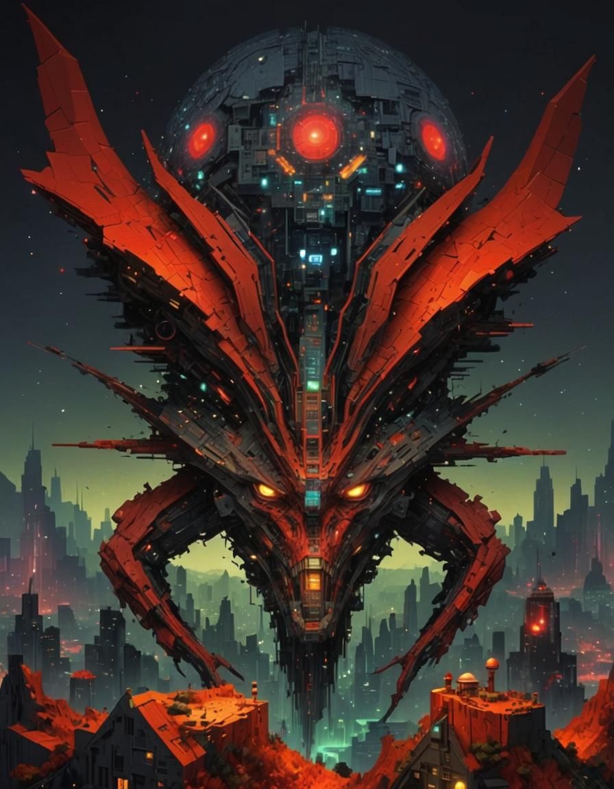 intricate pixelated neofuturistic look less technologically ...