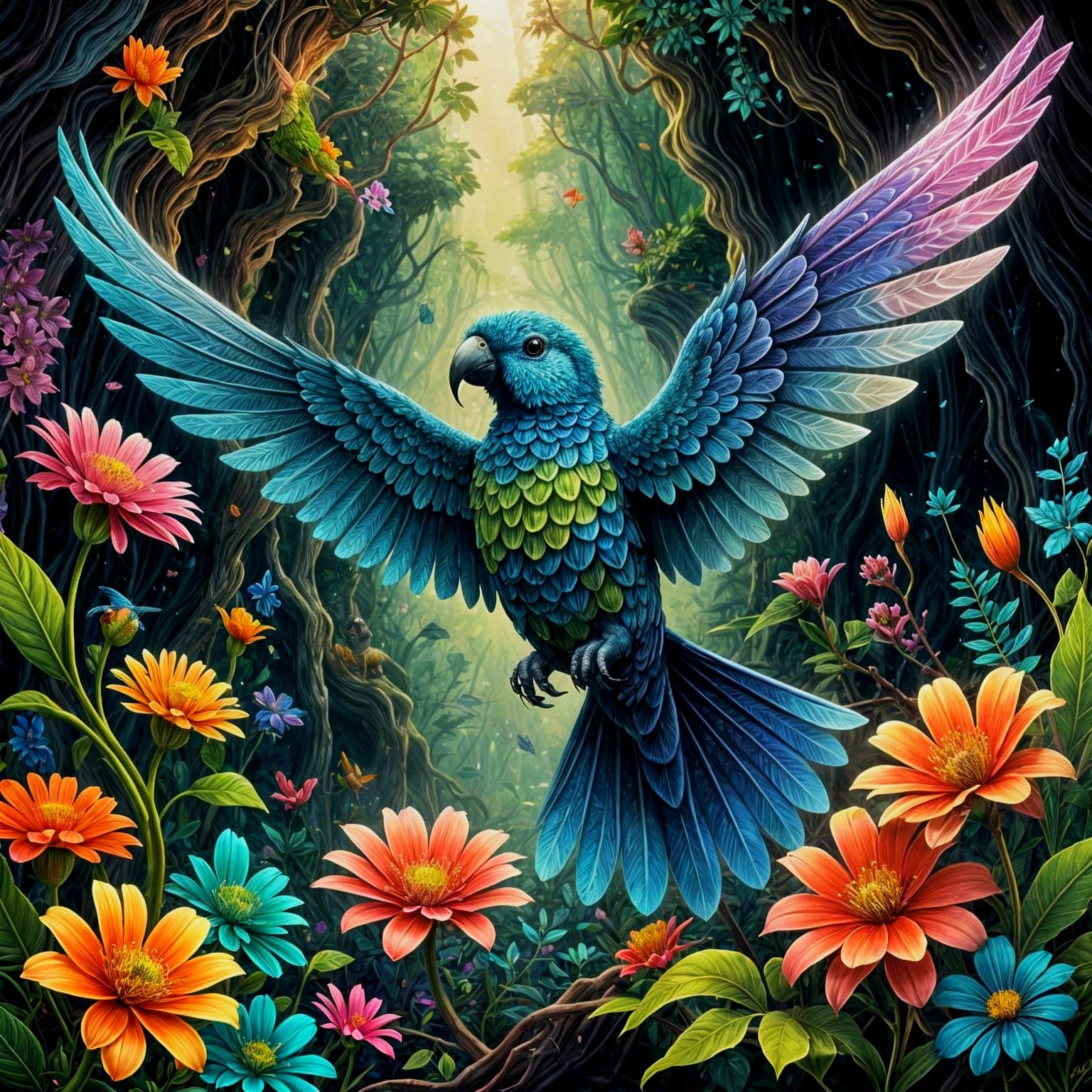 A Parrot of Paradise  by @a Nonny Mouse