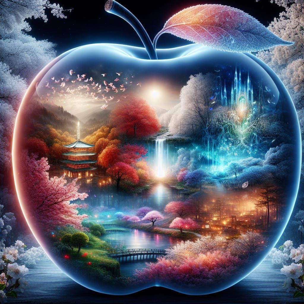 Un monde fantastique dans un pomme  by @ericde